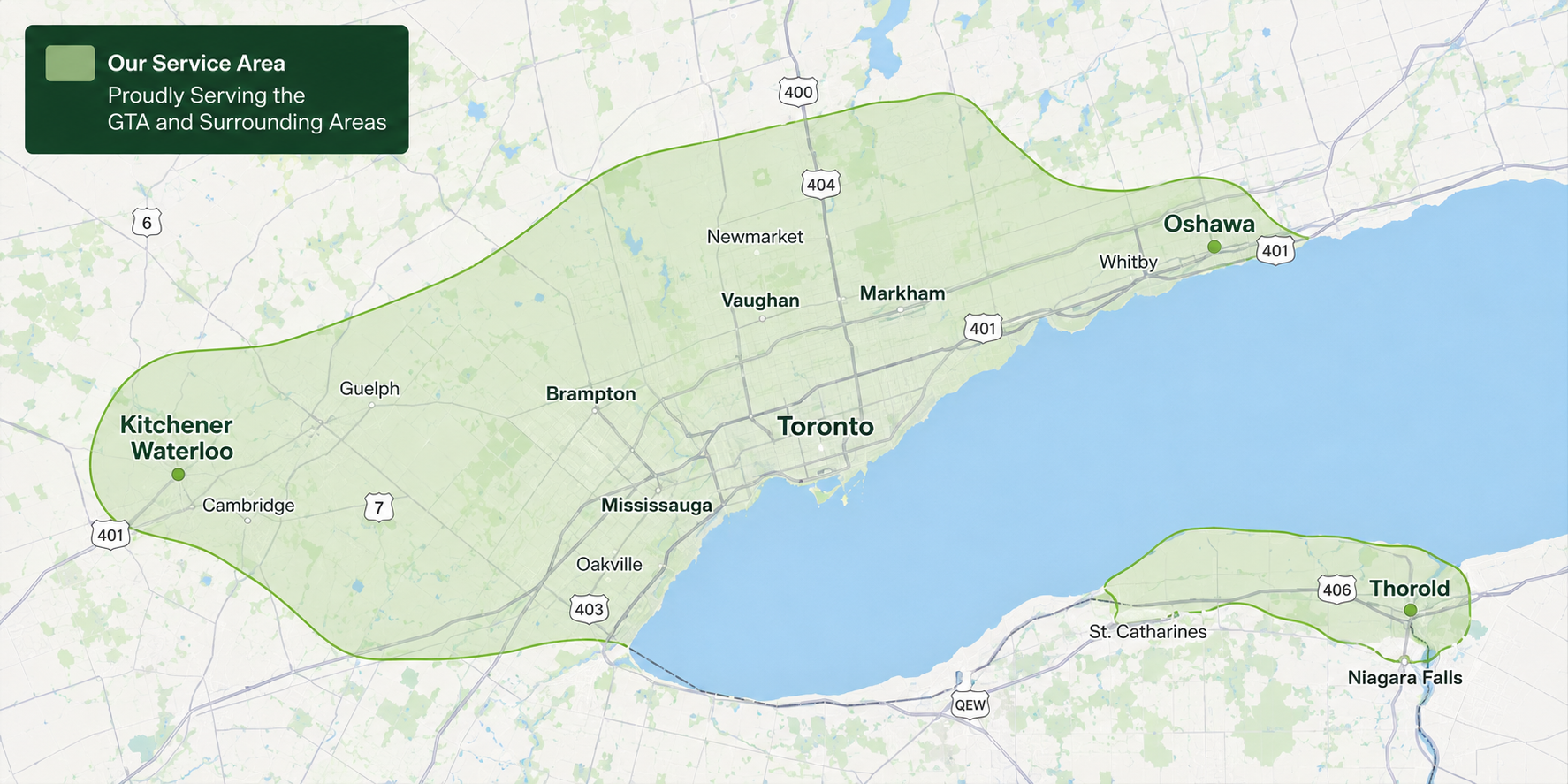 Greater Toronto Area service coverage map
